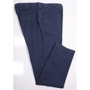 Devore Navy Blue Flat Front Cotton Stretch Slim Chino Pants Made in Italy 40x32